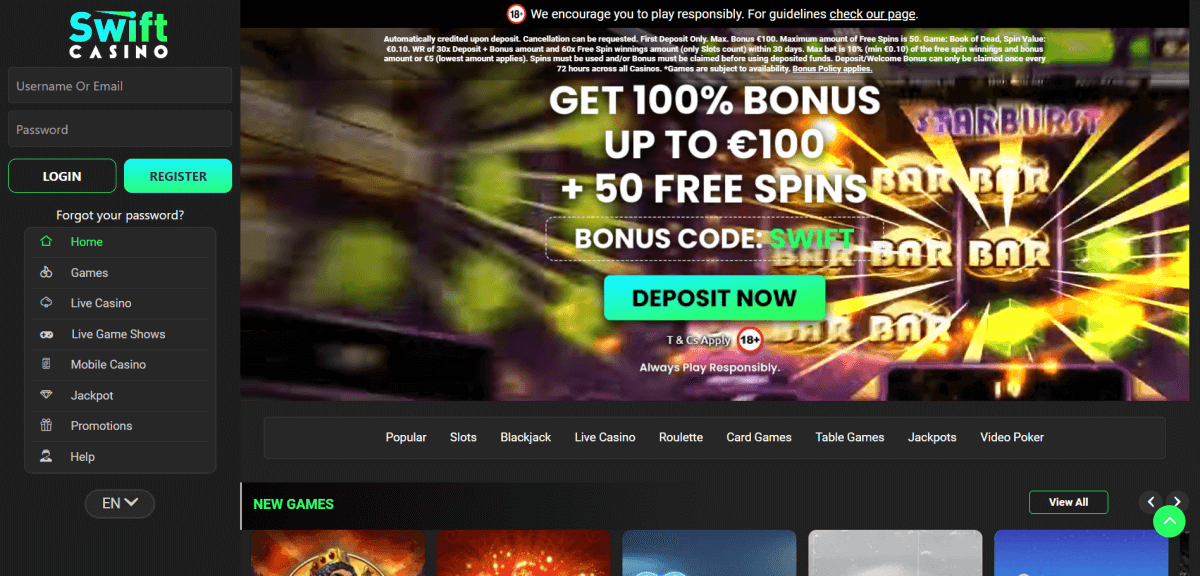 Swift Casino 2026 – Registrering 833810457